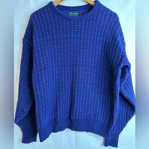 Colours by Alexander Julian Vintage Purple Cotton Knit Sweater Size Large - Picture 1 of 6